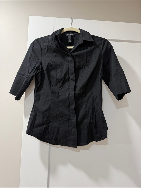 White House Black Market Tops - White House Black Market Black Women's Short-Sleeve Button-Down Shirt
